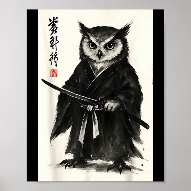Affiche Guerrier samouraï drôle de style d'anime manga jap (Devant)