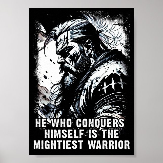 Affiche Guerrier viking Norse Mythologie Mots puissants (Devant)