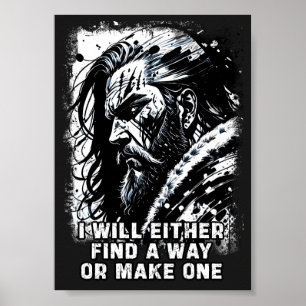 Affiche Guerrier viking Norse Mythologie Mots puissants