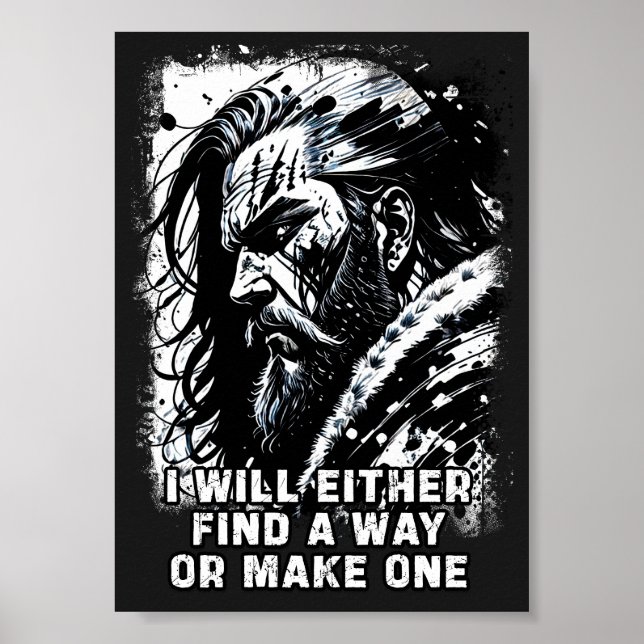 Affiche Guerrier viking Norse Mythologie Mots puissants (Devant)