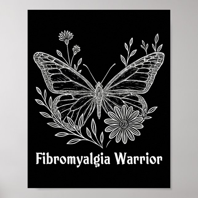 Affiche Guerrière de la fibromyalgie Papillon de sensibili (Devant)
