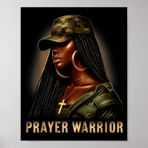 Affiche Guerrière de prière femme noire Camo Foi chrétienn