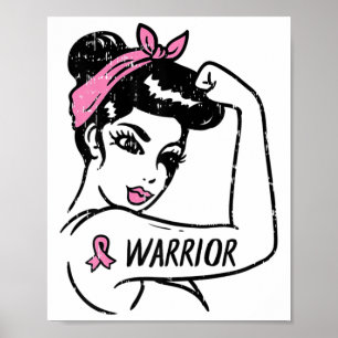 Affiche Guerrière du cancer du sein Rosie Riveter Femmes r