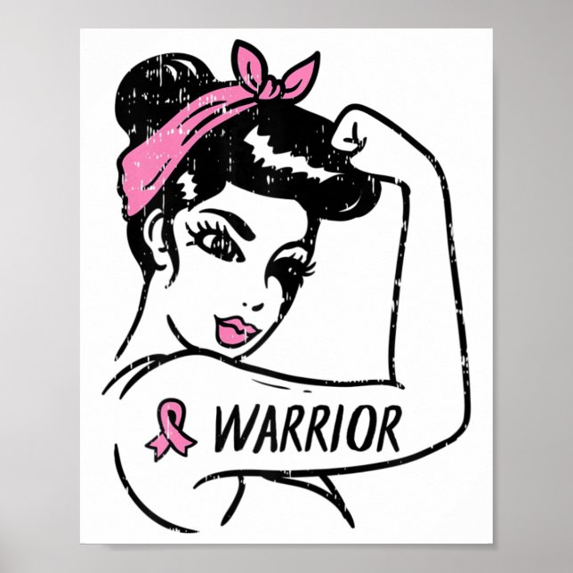 Affiche Guerrière du cancer du sein Rosie Riveter Femmes r (Devant)