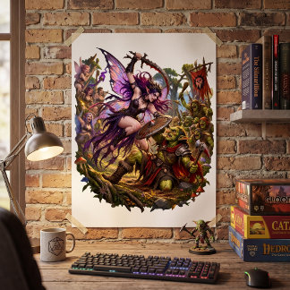 Affiche Guerrière fée contre gobelin – Bataille du bien co