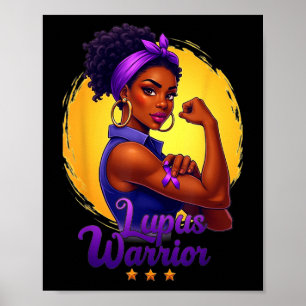Affiche Guerrière Lupus Afro Femme Noire Porte Ruban Viole