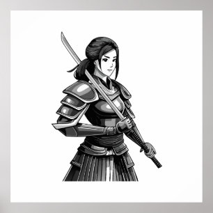 Affiche guerrière samouraï japonaise - femme
