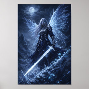 Affiche Guerrière Valkyrie de glace Ange avec Fanta Épée G