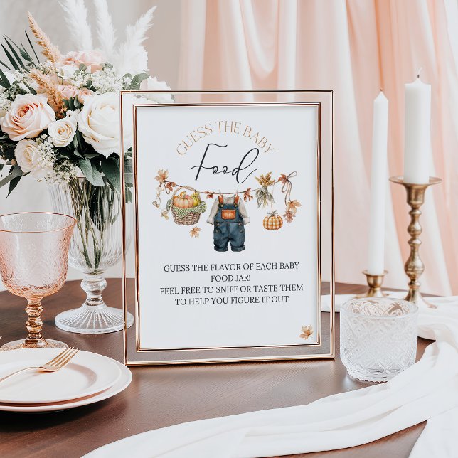 Affiche Guess Baby Food Citrouille Baby shower rustique (Créateur téléchargé)