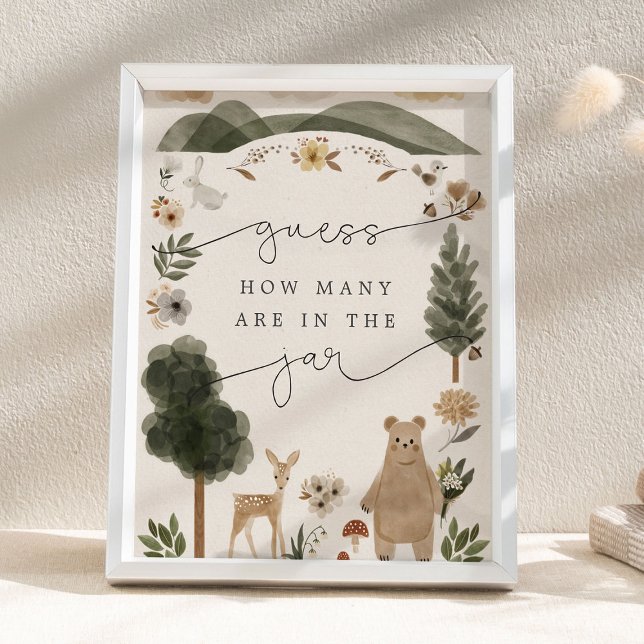 Affiche Guess How Many Are in the Jar Boho Woodland Sign (Créateur téléchargé)