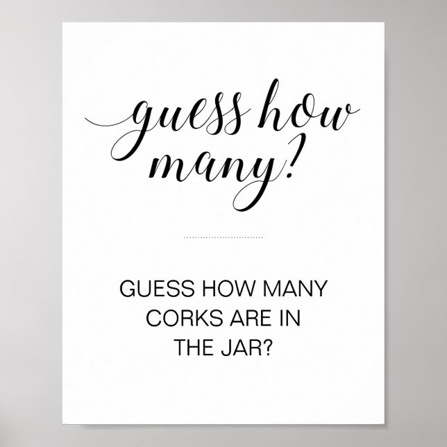 Affiche Guess How Many Corks Bridal Shower Game (Devant)