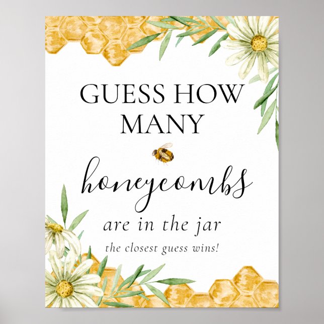 Affiche Guess How Many Honeycomb Bee Bridal Shower Game (Devant)