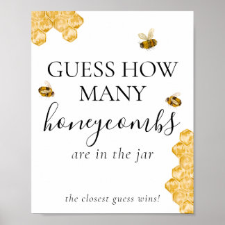 Affiche Guess How Many Honeycomb Bee Bridal Shower Game 