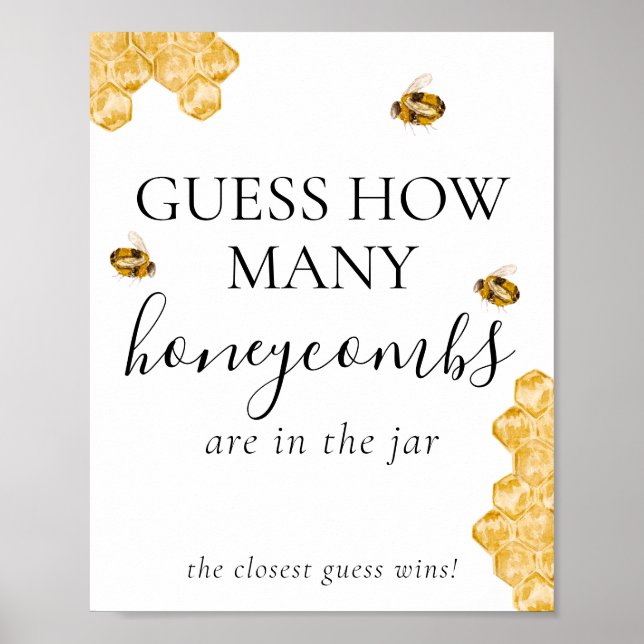 Affiche Guess How Many Honeycomb Bee Bridal Shower Game  (Devant)