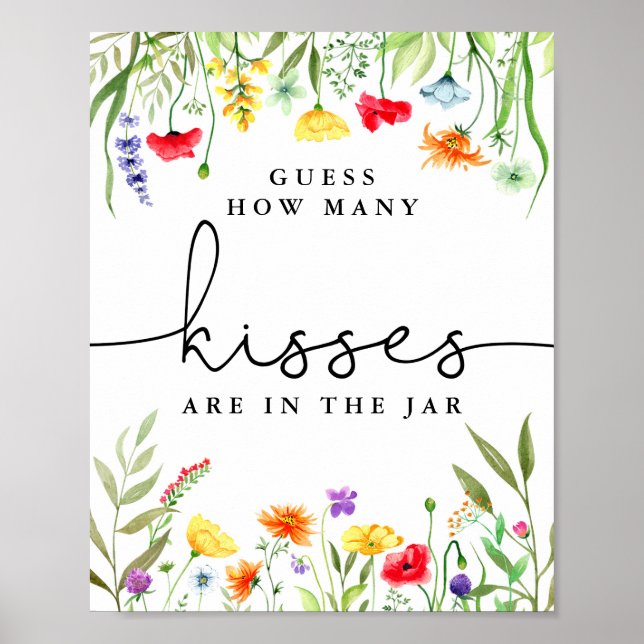 Affiche Guess how many kisses game Colorful Wildflower (Devant)