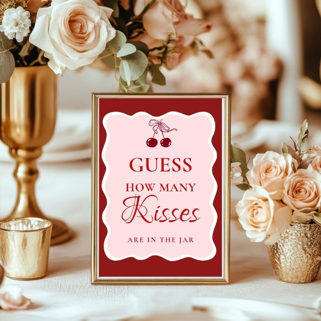Affiche Guess how many Kisses valentine Bridal Shower Sign (Créateur téléchargé)