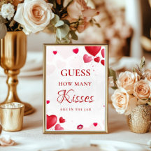 Guess how many Kisses valentine Bridal Shower Sign