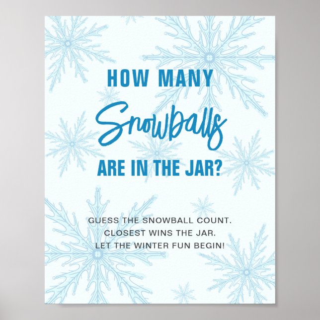 Affiche Guess How Many Snowballs Winter Baby Shower (Devant)