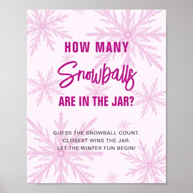 Affiche Guess How Many Snowballs Winter Baby Shower (Devant)