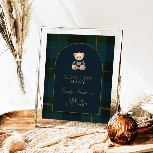 Affiche Guess How Many Teddy Bears Baby Shower Game Sign (Créateur téléchargé)