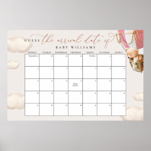 Affiche Guess The Due Date Calendar Pink Bear