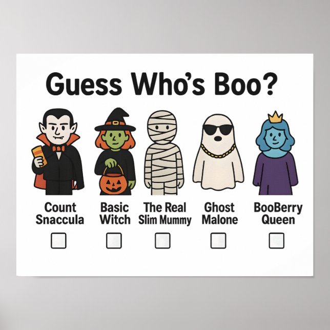 Affiche Guess Who's Boo Halloween Party Game 2025 (Devant)