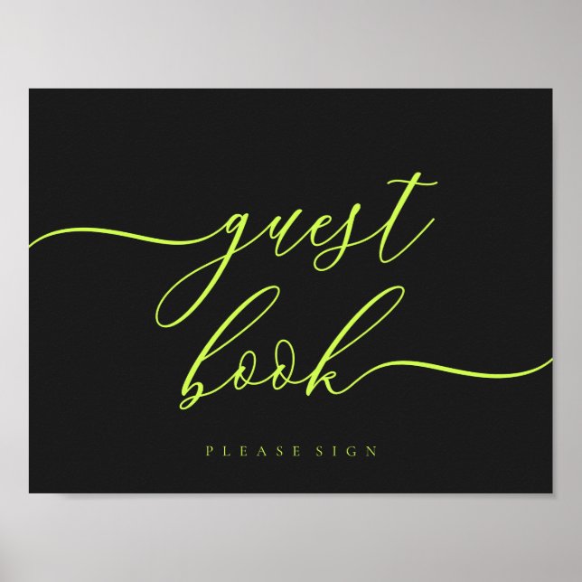 Affiche Guest Book Cyber Lime Jet Black Simple Signature (Devant)