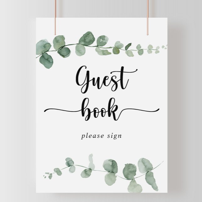 Affiche Guest Book Green Delight Eucalyptus Sign (Créateur téléchargé)