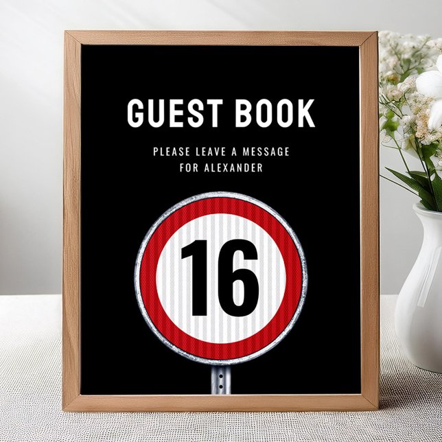 Affiche Guest book sign 16th Birthday Speed Limit  (Créateur téléchargé)