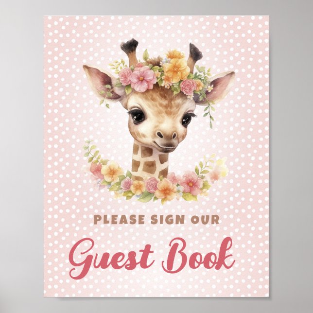 Affiche Guest Book Signer Station Girl Safari Anniversaire (Devant)