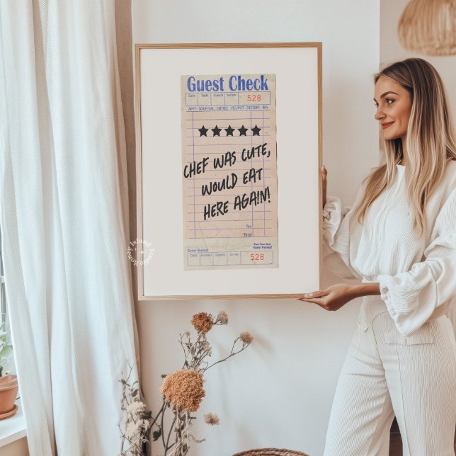 Affiche Guest Check Chef Was Cute Personalized  (Guest Check Chef Was Cute Personalized Poster)