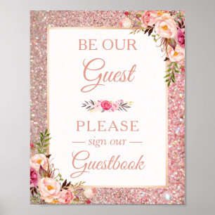 Affiche Guestbook Mariage Signal Rose Gold Parties scintil