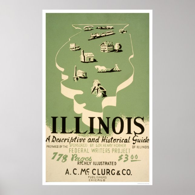 Affiche Guide de l'Illinois 1940 WPA (Devant)