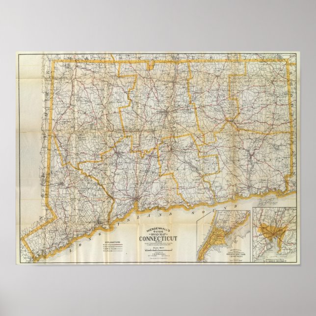 Affiche Guide de Mendenhall, Road Map Connecticut (Devant)