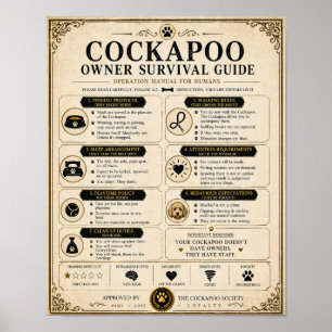 Affiche Guide de Survie pour Propriétaire de Cockapoo Post