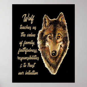Affiche Guide d'esprit animal de totem de loup pour