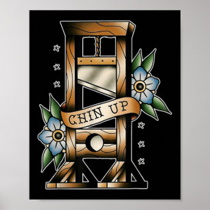 Affiche Guillotine Tatouage traditionnel Flash Chin vers l