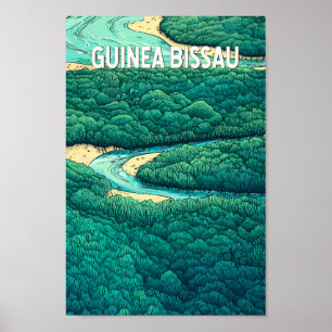 Affiche Guinée Bissau Illustration Voyage Art Vintage