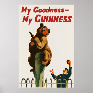 Affiche Guinness Ours Imprimée  John Gilroy Vintag