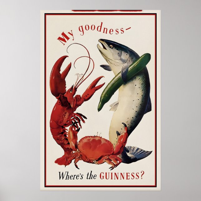 Affiche Guinness Saumon, Crabe et Homard (Devant)