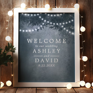 Affiche Guirlande de lumières rustique pour mariage de bie