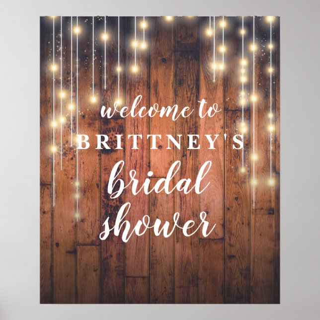 Affiche Guirlande lumineuse en bois rustique pour la douch (Devant)