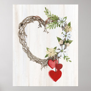 Affiche Guirlande rustique II de coeur de Valentine