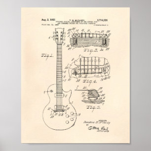 Affiche Guitar 1955 Patent Art - Old Peper