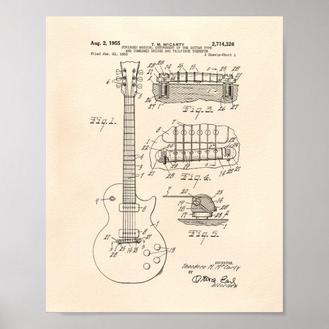 Affiche Guitar 1955 Patent Art - Old Peper (Devant)