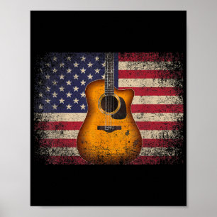 Affiche Guitar 4th of July Venin American Flag USA - Count