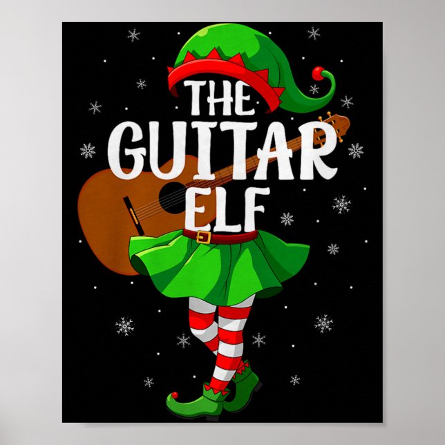 Affiche Guitar Elf Christmas Girls Women Elf Squad Xmas Fa (Devant)