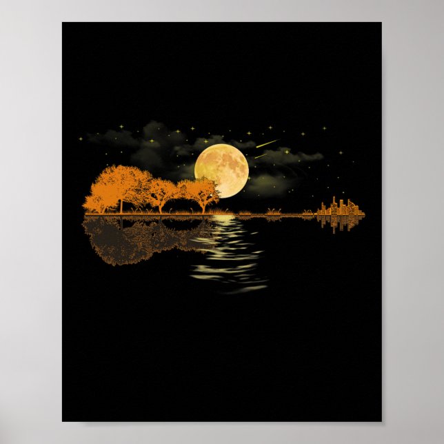 Affiche Guitar Lake Réflexions Amour Musicien (Devant)