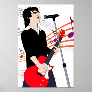 Affiche Guitar Player Rocker Guy Music cartoon Art