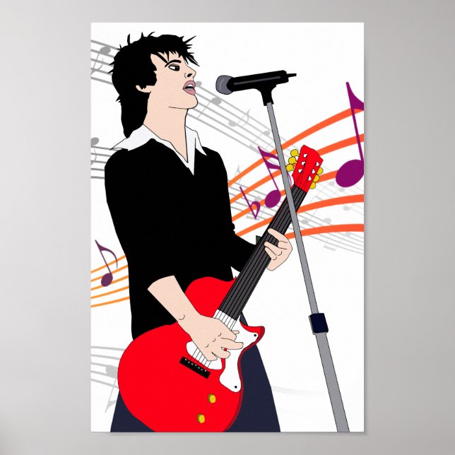 Affiche Guitar Player Rocker Guy Music cartoon Art (Devant)